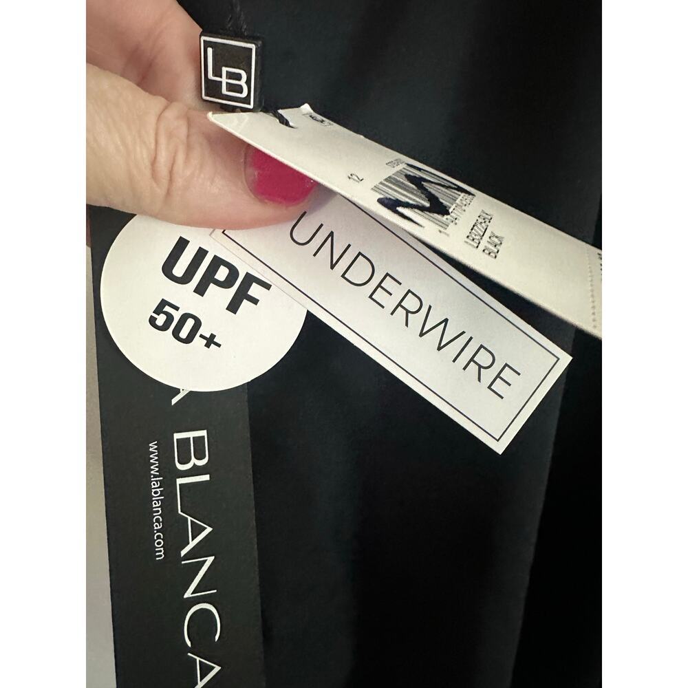 LA BLANCA Island Goddess Underwire Lace Up One Piece Black UPF - Sz 12 - NWT - Picture 6 of 8